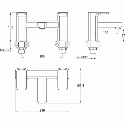 Flite Bath Filler - Chrome